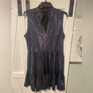 Fate Metallic  Sleeveless Tiered Dress. Large
